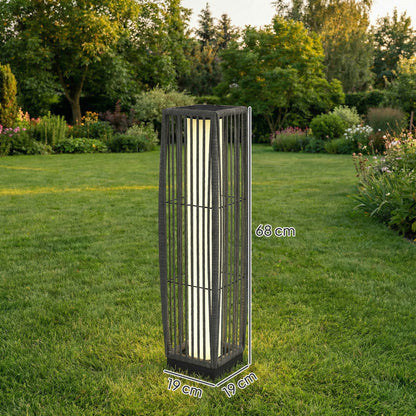Solar Rattan Floor Lamp, Outdoor Garden Lantern with Auto On/Off LED Lights, IP44 for Patio, Terrace, Dark Grey