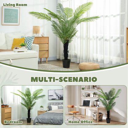 175cm Artificial Areca Palm Tree with 16 PE Leaves, Decorative Artificial Plant with Plastic Pot and Flocked Soil