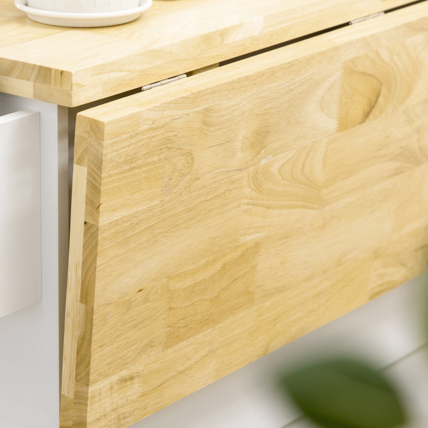 Kitchen Island on Wheels, Rolling Kitchen Storage Trolley with Drop Leaf, Drawers, Towel and Spice Rack, White