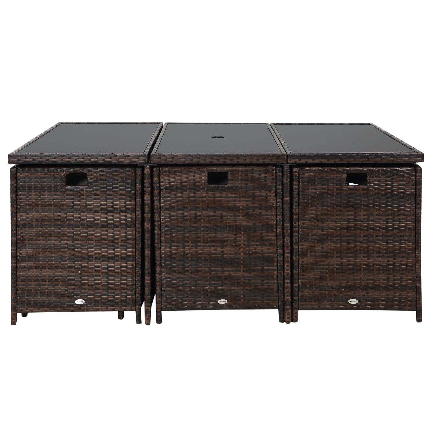 10 Seater Rattan Cube Garden Furniture Set with Parasol Hole, Rattan Dining Set with Cushions