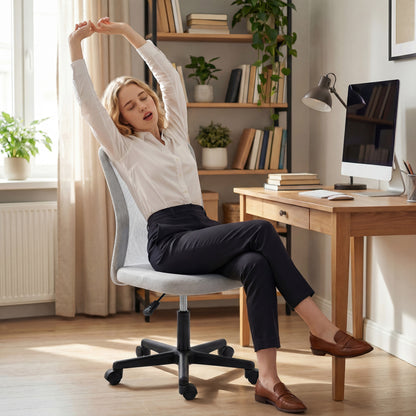 Mesh Office Chair Armless Swivel Executive Computer Desk Chair Adjustable Height Wheels White