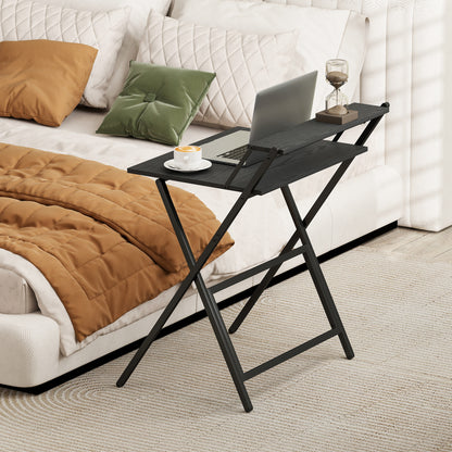 70 cm Folding Computer Desk with Monitor Shelf - Black