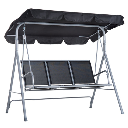 Outdoor 3-Seater Swing Chair-Black