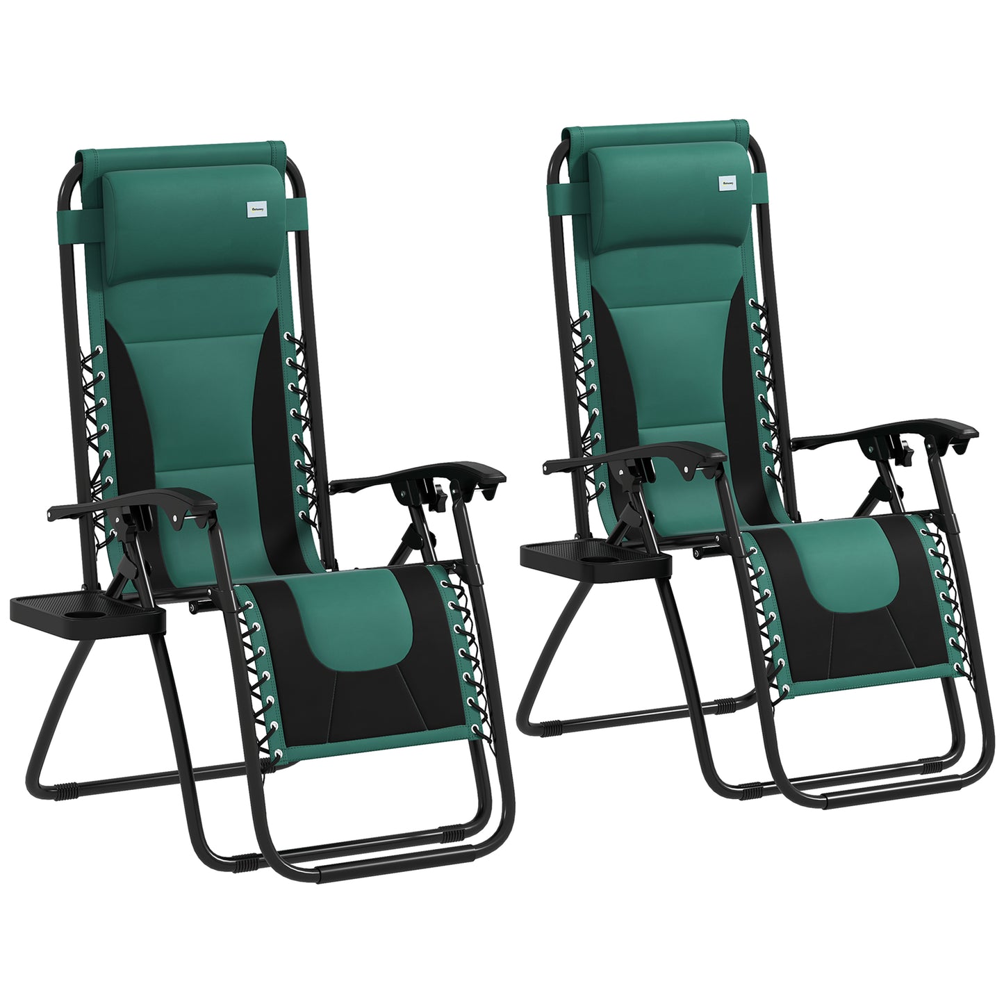 Zero Gravity Lounger Chair Set of 2, Folding Reclining Patio Chair with Padded Seat, Cup Holder