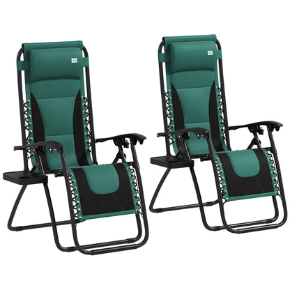 Zero Gravity Lounger Chair Set of 2, Folding Reclining Patio Chair with Padded Seat, Cup Holder