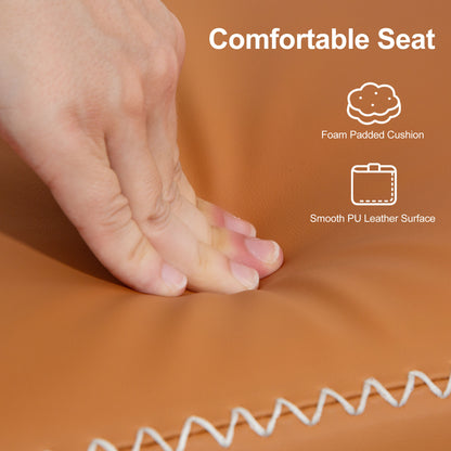 PU Leather Shoe Storage Bench - Brown