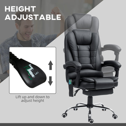 Office Chair with 6 Point Massage and Back Heat, PU Desk Chair with Footrest Adjustable Height and Swivel Wheels