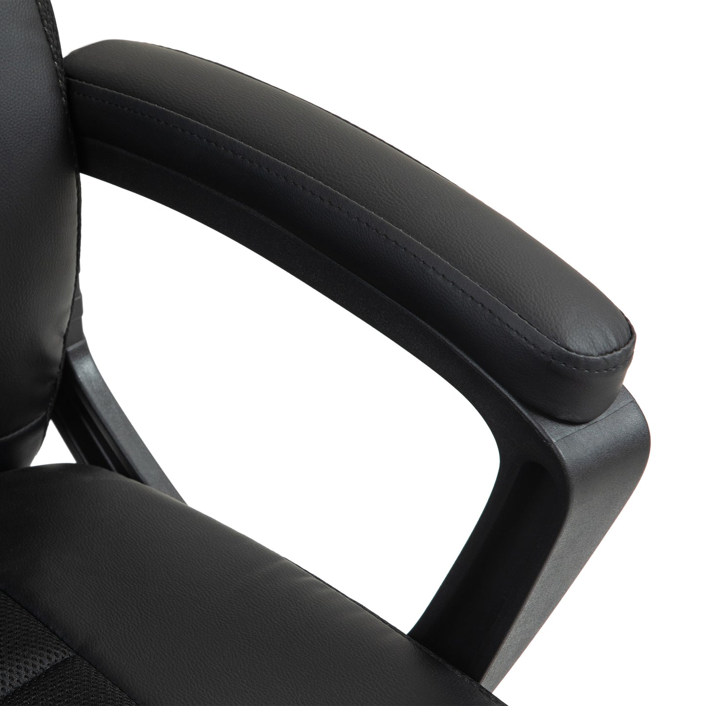 Faux Leather Office Chair with Tilt and PU Castors - Black