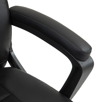 Faux Leather Office Chair with Tilt and PU Castors - Black