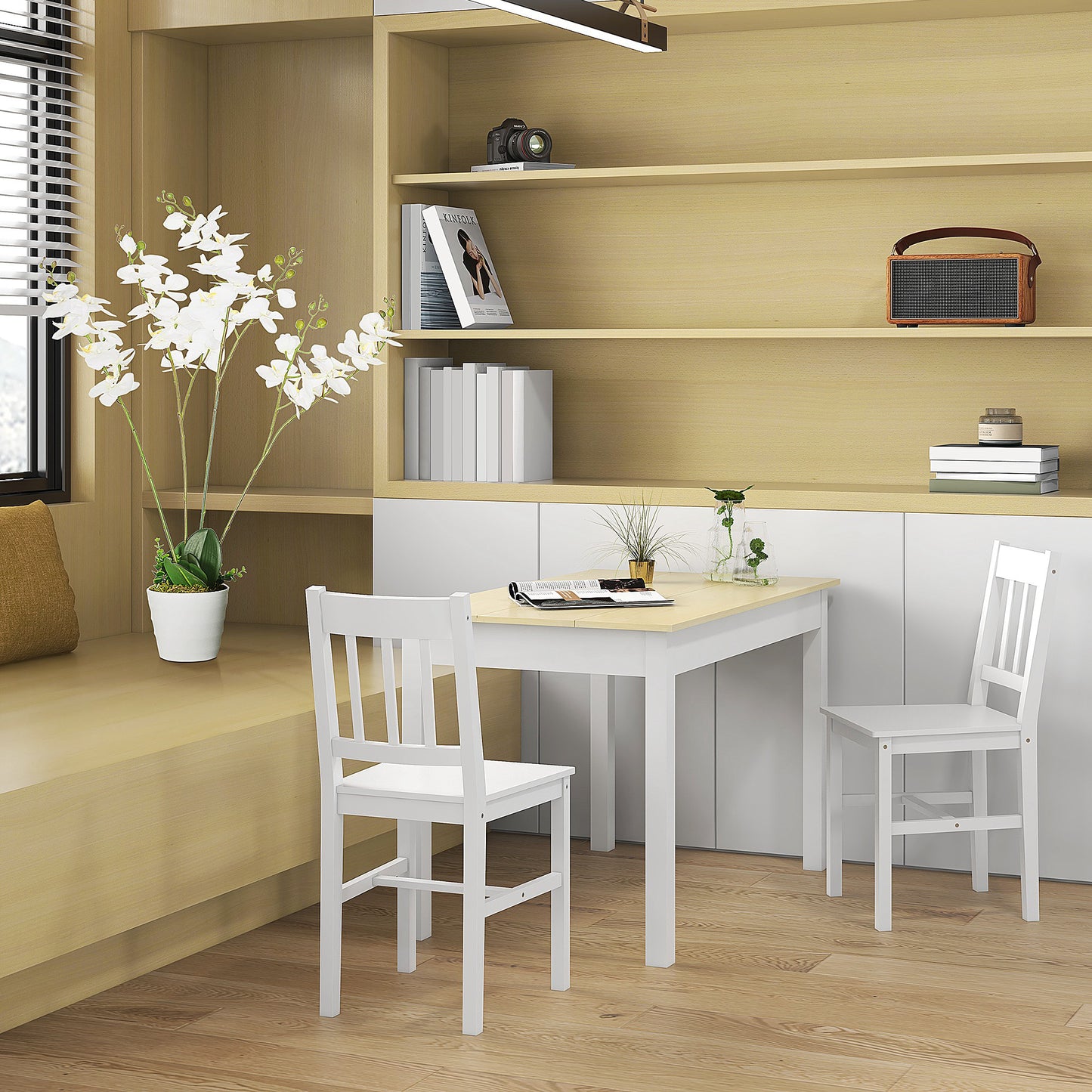 Dining Table for 4 to 6, Modern Kitchen Table with Wood Effect Tabletop, Thick Legs, 120L x 70W x 75Hcm, for Dining Room