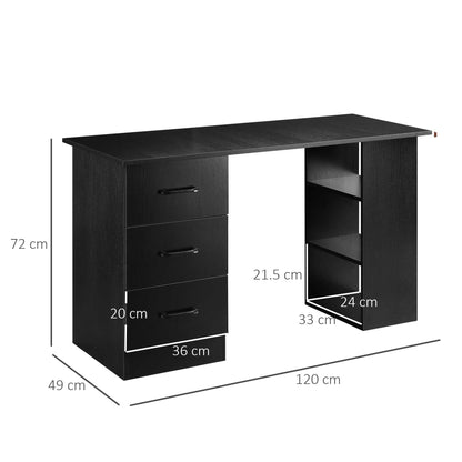 Computer Desk with Drawers, Home Office Desk, Writing Table, PC Workstation with 3 Storage Shelves for Working, Study