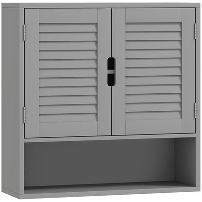 Bathroom Cabinet, Wall Mounted Storage Cabinet with Adjustable Shelves, 60 x 20 x 60 cm, Grey