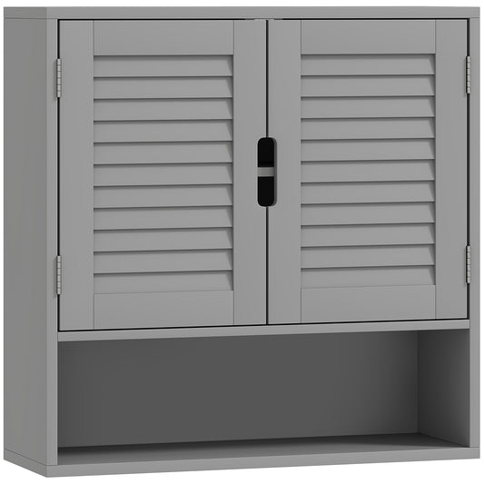 Bathroom Cabinet, Wall Mounted Storage Cabinet with Adjustable Shelves, 60 x 20 x 60 cm, Grey