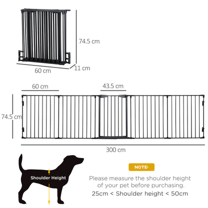5 Panels Pet Playpen Metal Fence w/ Walk Through Door - Black