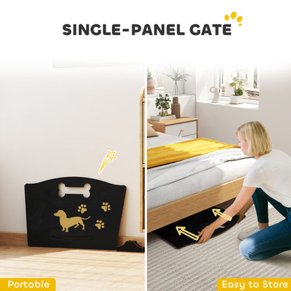 Wooden Dog Stopper, Dog Barrier with Support Feet, for Stair, Patio, Very Easy Setup, Black, 75 x 51 cm