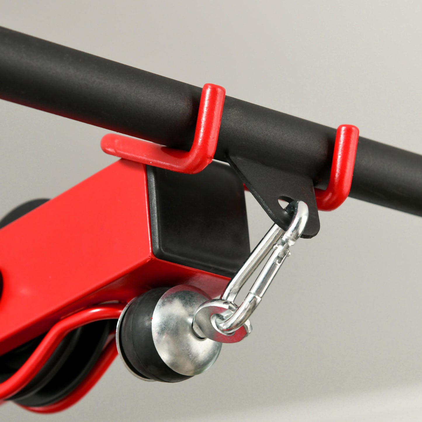 Pull Up Station, Power Cage with Adjustable Seat, for Home Gym - Red