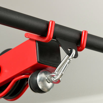 Pull Up Station, Power Cage with Adjustable Seat, for Home Gym - Red