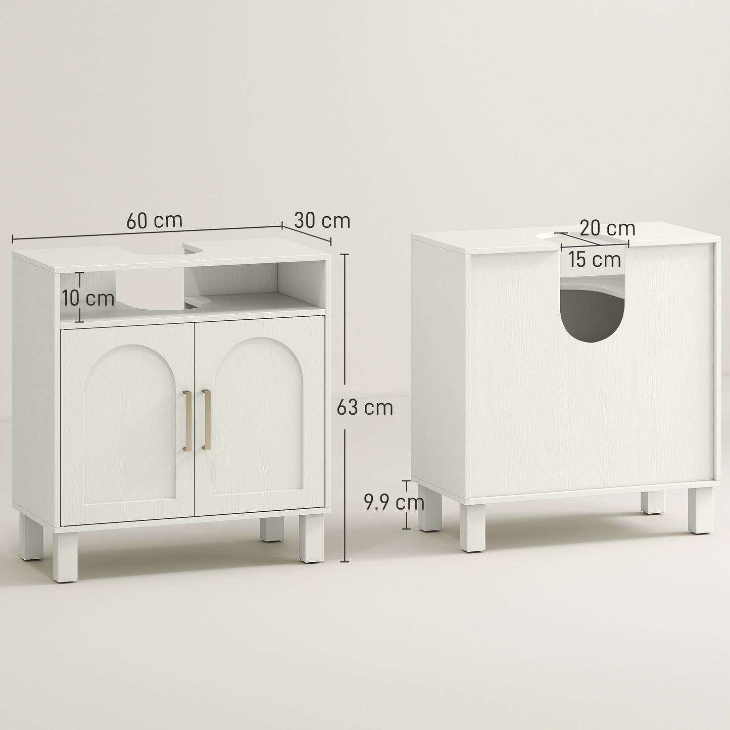 Under Sink Cabinet for Basin without Pedestal - Cream White