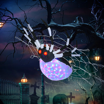 5FT Long Halloween Inflatable Spider, Hanging Giant Spider with Colourful LED Light