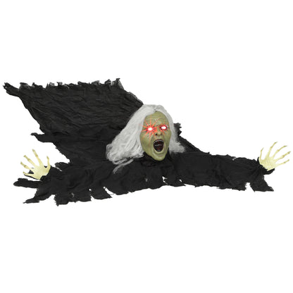 183 cm Life Size Halloween Animated Crawling Zombie with Glowing LED Eyes, Scary Halloween Decorations, Battery Operated