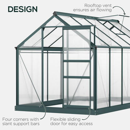 6 x 10ft Polycarbonate Greenhouse, Large Walk-In Green House with Slide Door and Window
