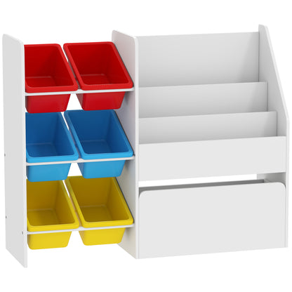Toy Storage Unit, 3-Tier Toy Organiser Shelf with 6 Removable Storage Bins for Bedroom, Nursery, Multicoloured