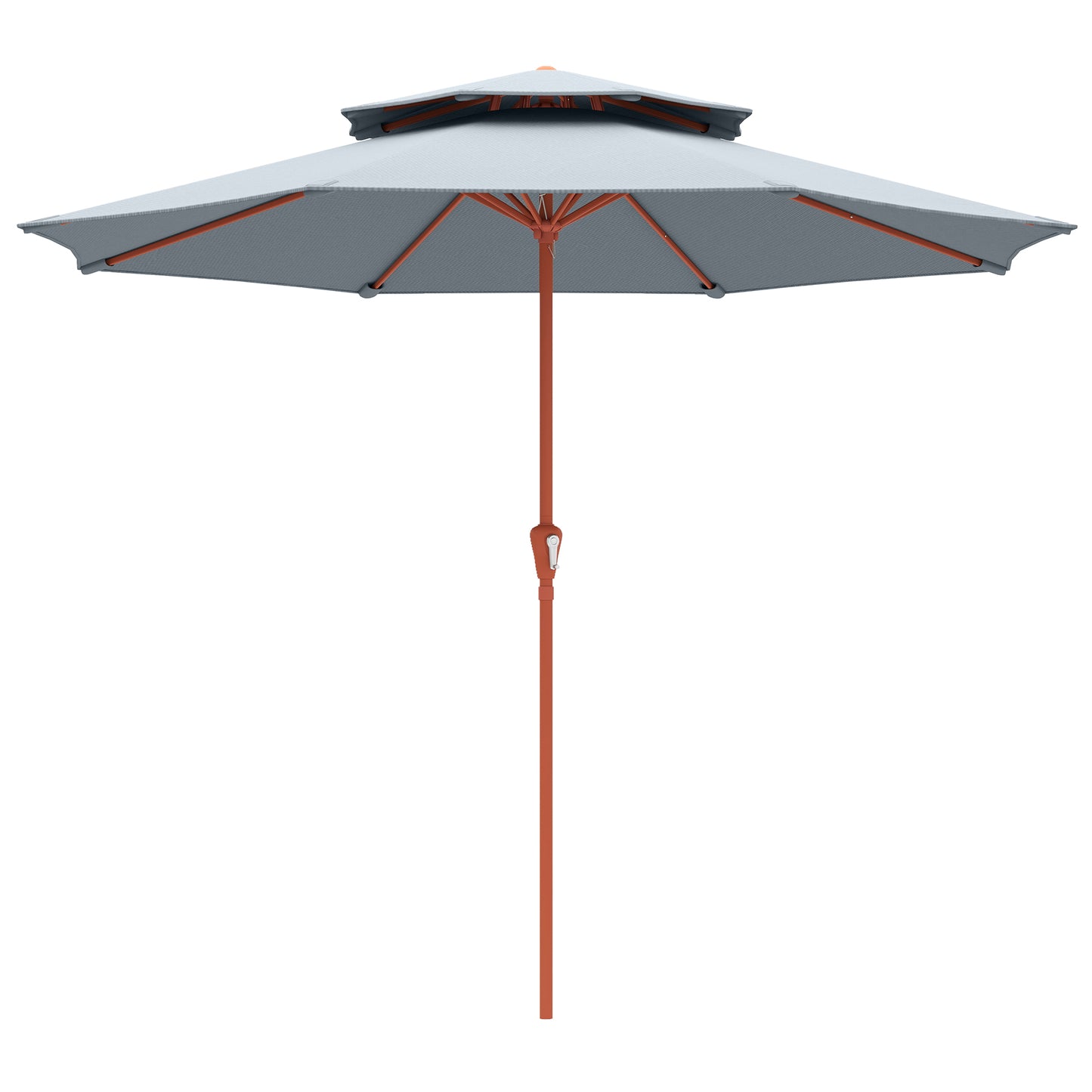 2.7 m Garden Parasol with Double Top Outdoor Market Table Umbrella with Crank System, Light Grey