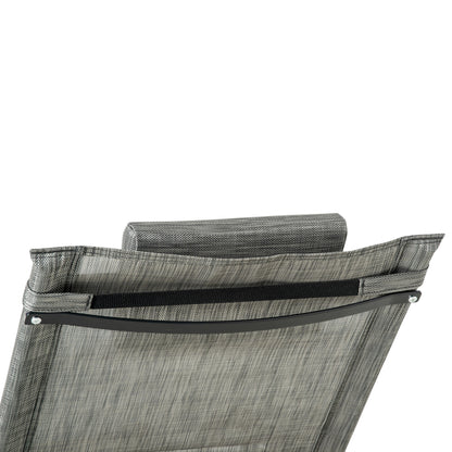 Outdoor Garden Rocking Chair, Patio Sun Lounger Rocker Chair with Breathable Mesh Fabric, Removable Headrest Pillow, Armrest