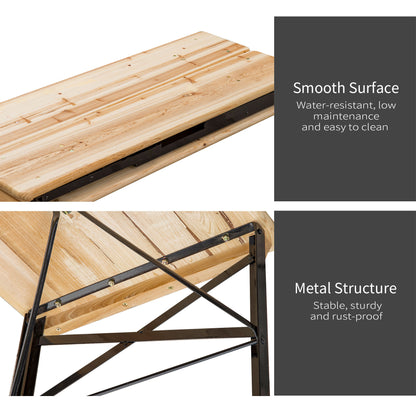 Portable Folding Camping Picnic Table and Bench Set Garden BBQ Chairs Stools Trestle Wooden Wood (120cm(L) x 25cm(W) x 46cm(H