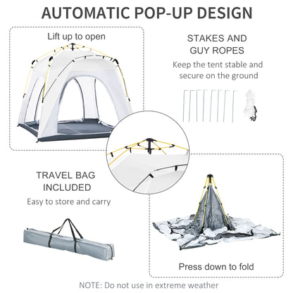 3 Person Automatic Camping Tent, Outdoor Pop Up Tent, Portable Backpacking Dome Shelter, Light Grey