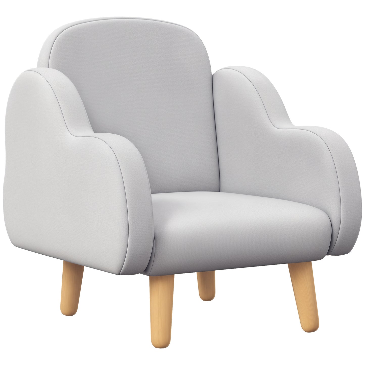 ZONEKIZ Kids Armchair Toddler Sofa Children Chair with Arm Rest, Wooden Frame, Velvet, PP Legs, Cloud Shape