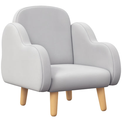 ZONEKIZ Kids Armchair Toddler Sofa Children Chair with Arm Rest, Wooden Frame, Velvet, PP Legs, Cloud Shape