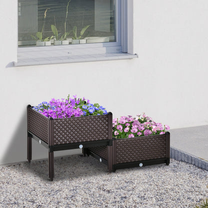 50cm x 50cm x 46.5cm Set of 2 41L Plastic Raised Garden Bed, Planter Box
