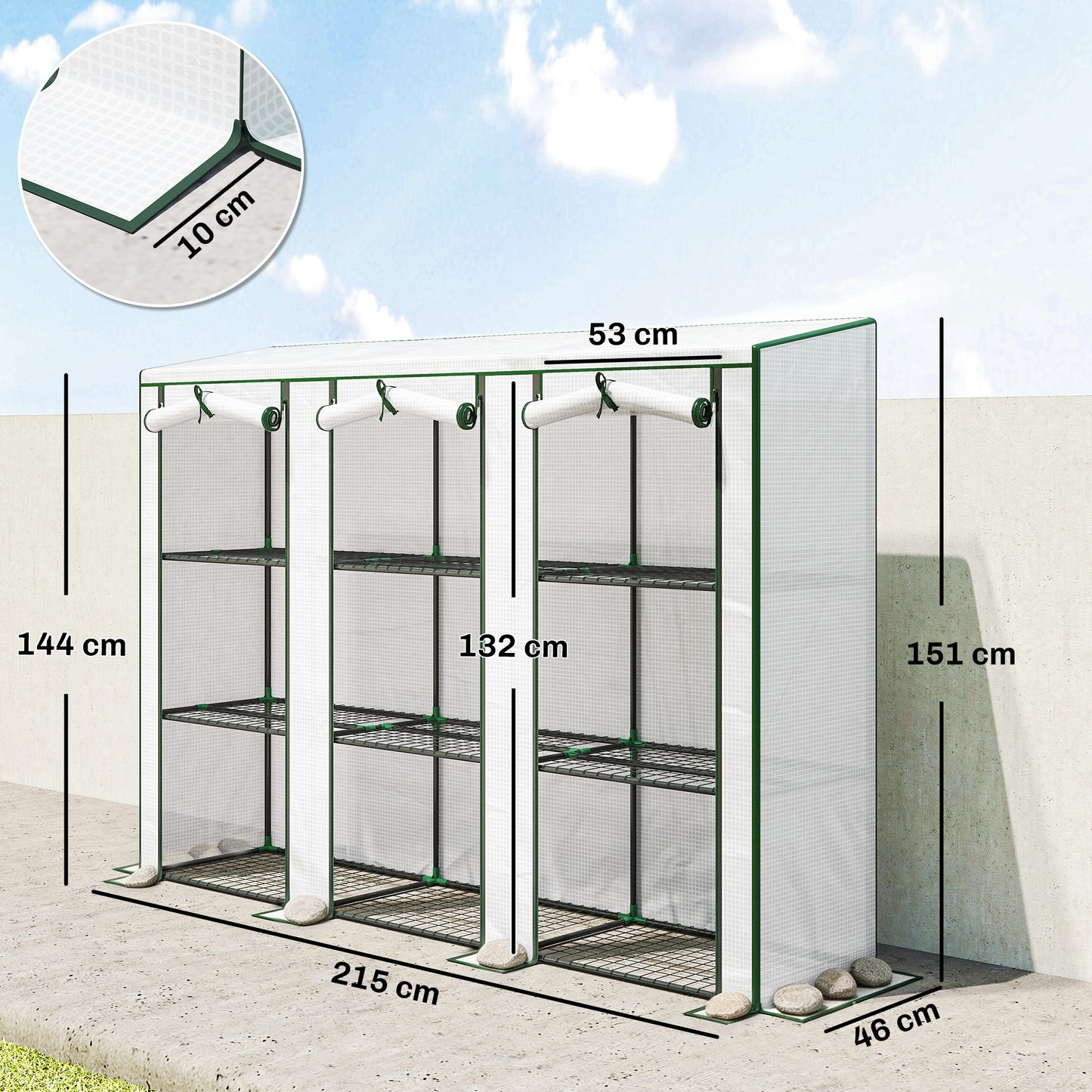 46 x 215cm Nine-Shelf Greenhouse