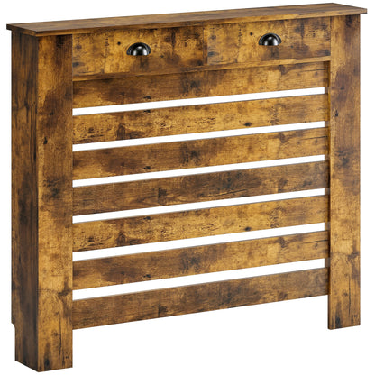 95.5H x 111Wcm Radiator Cover, with Drawer - Rustic Brown