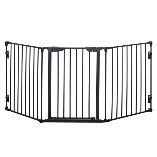 Pet Safety Gate, 3 Panels Playpen Fireplace, Foldable Metal Fence, Stair Barrier, Room Divider