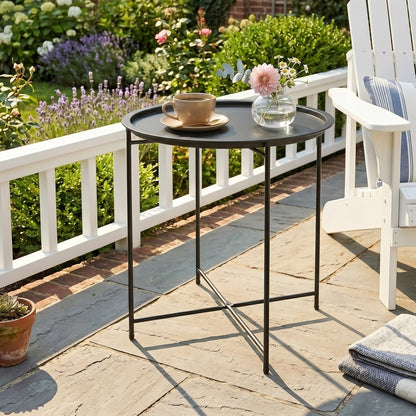 Steel Removable Tray Top Garden Table - Black