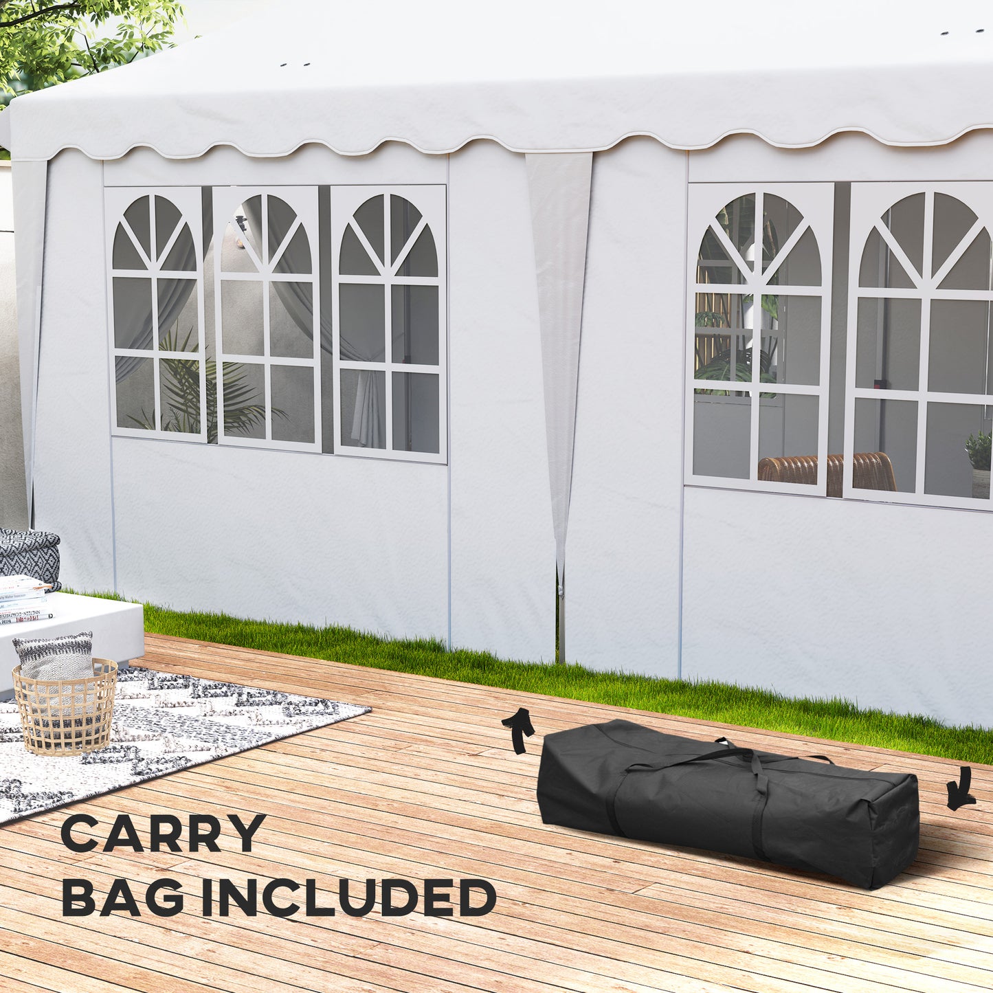 3 x 6m Pop Up Gazebo with Sides, UPF50+ Height Adjustable Marquee Party Tent, Wedding Canopy, Instant Event Shelter