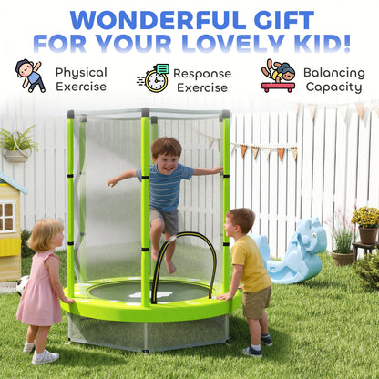 4.6ft Toddler Trampoline w/ Safety Enclosure Net, for Indoor Outdoor Use, Ages 3-6 Years, Green