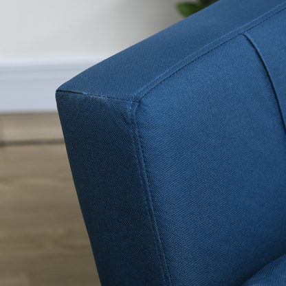 Linen-Look Single Chair Bed with Thick Padding - Blue