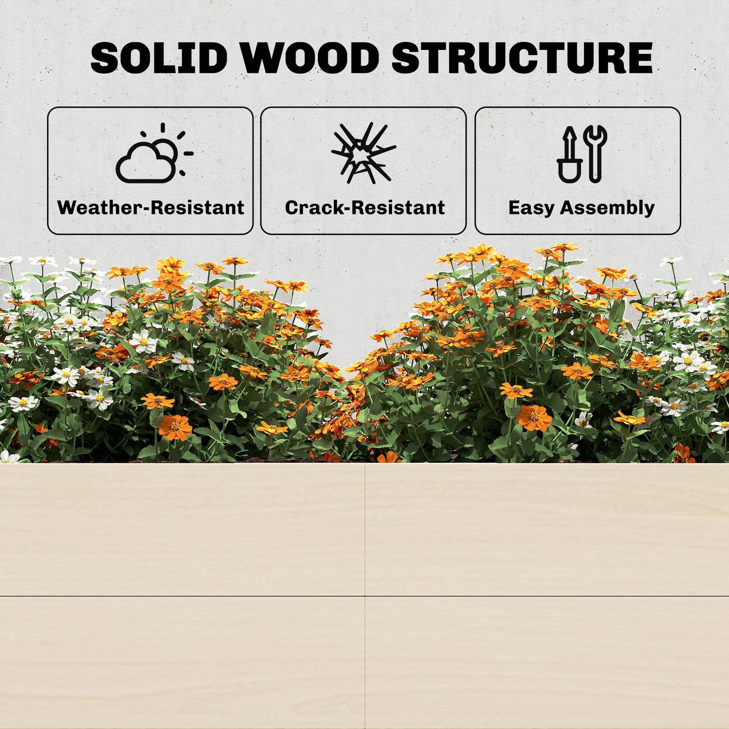 Wooden Raised Bed for Garden, 620L Extra Large Raised Garden Bed with Open Bottom, Outdoor Elevated Planter Box