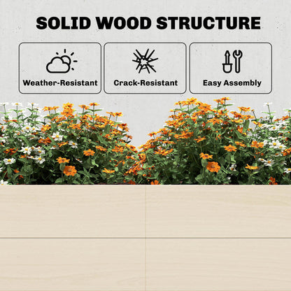 Wooden Raised Bed for Garden, 620L Extra Large Raised Garden Bed with Open Bottom, Outdoor Elevated Planter Box