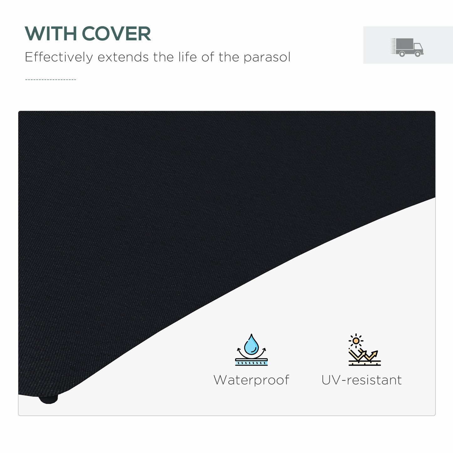 3(m) Solar LED Cantilever Parasol - Black