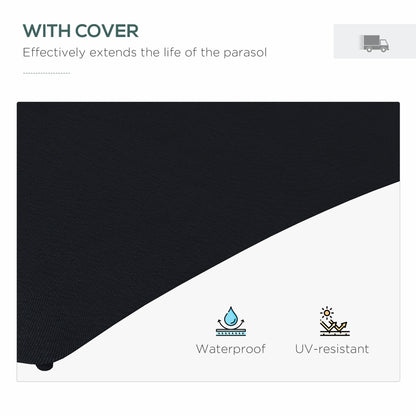 3(m) Solar LED Cantilever Parasol - Black