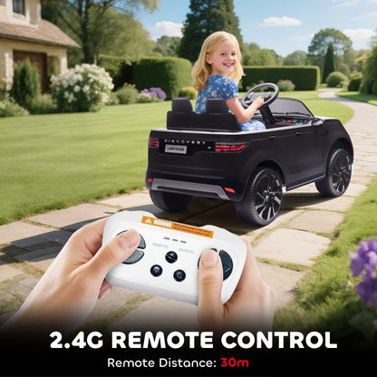 Land Rover Discovery Licensed 12V Kids Electric Car with Remote, 4 Wheel Suspension, Slow Start, Lights, Music, Black