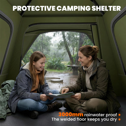 Pop Up Tent 3000mm Waterproof Camping Tents with Mesh Windows 2-3 People Green