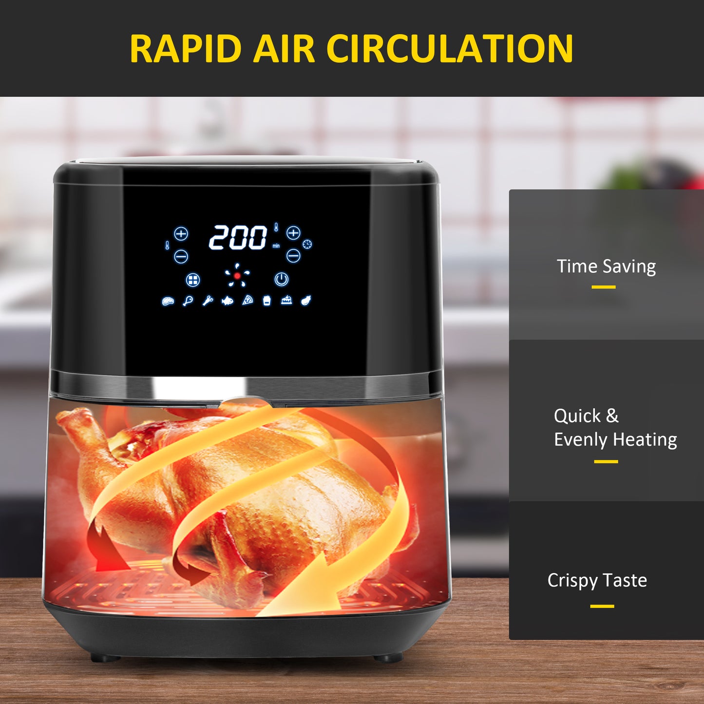 4.5L Air Fryer, 8-in-1 Digital Air Fryer Oven with Rapid Air Circulation, Temp Control & Timer, Non-stick Basket