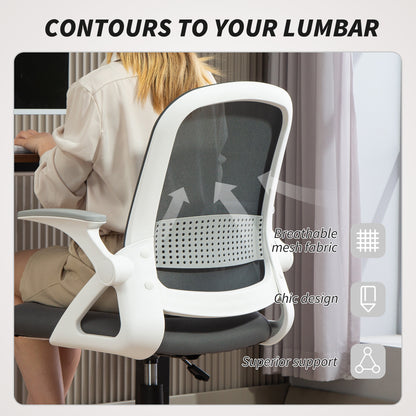 Breathable Mesh Office Chair, Ergonomic Swivel Computer Chair with Flip-up Armrests, Lumbar Back Support for Home/Office