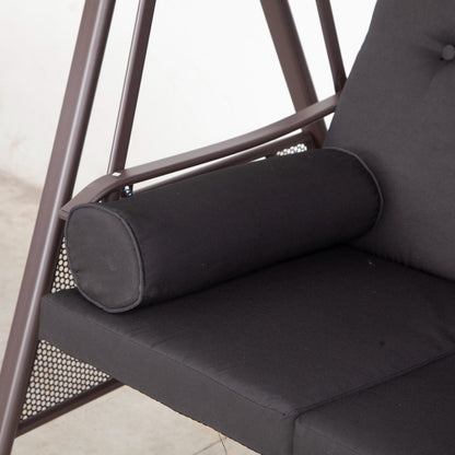 3 Seater Swing Chair Hammock Chair with Adjustable Canopy, Black