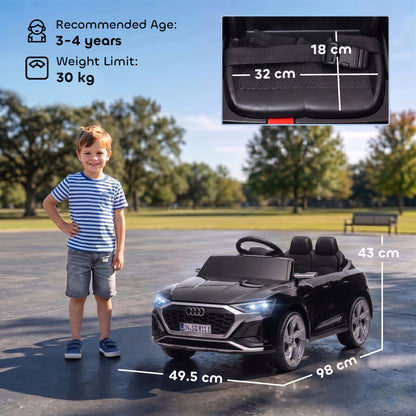 Audi Q8 etron Sportback Licensed Ride on Car with Remote Control, Four-Wheel Suspension, Soft Start for Ages 3-4, Black